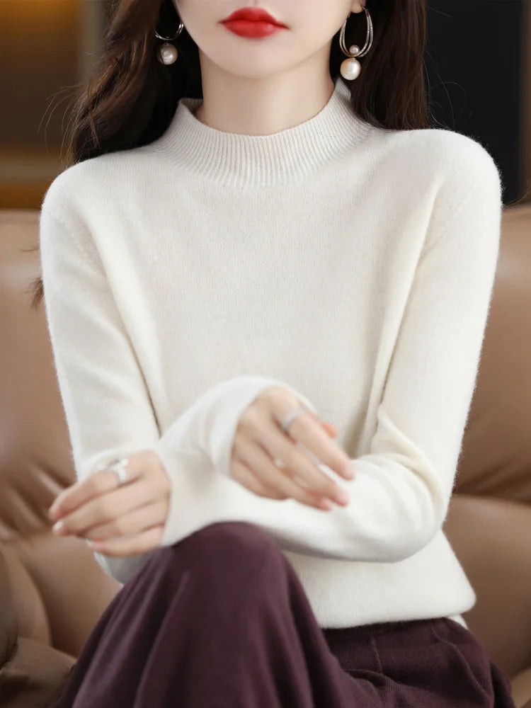Damen Pullover mit Stehkragen Langarm