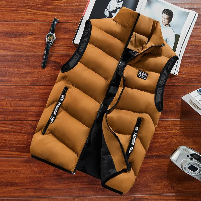 Herren Steppweste mit Stehkragen - Gesteppte Winter Weste mit Reißverschluss & Taschen