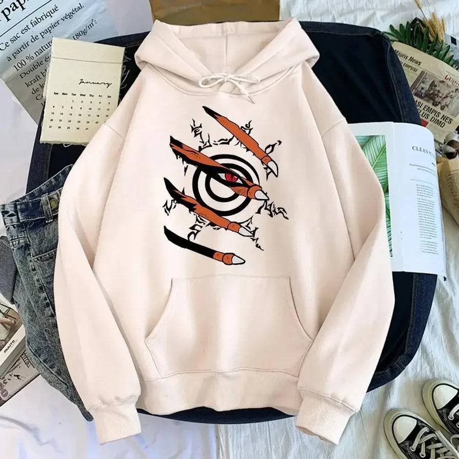 Hoodie met motiefopdruk, kangoeroezak en capuchon