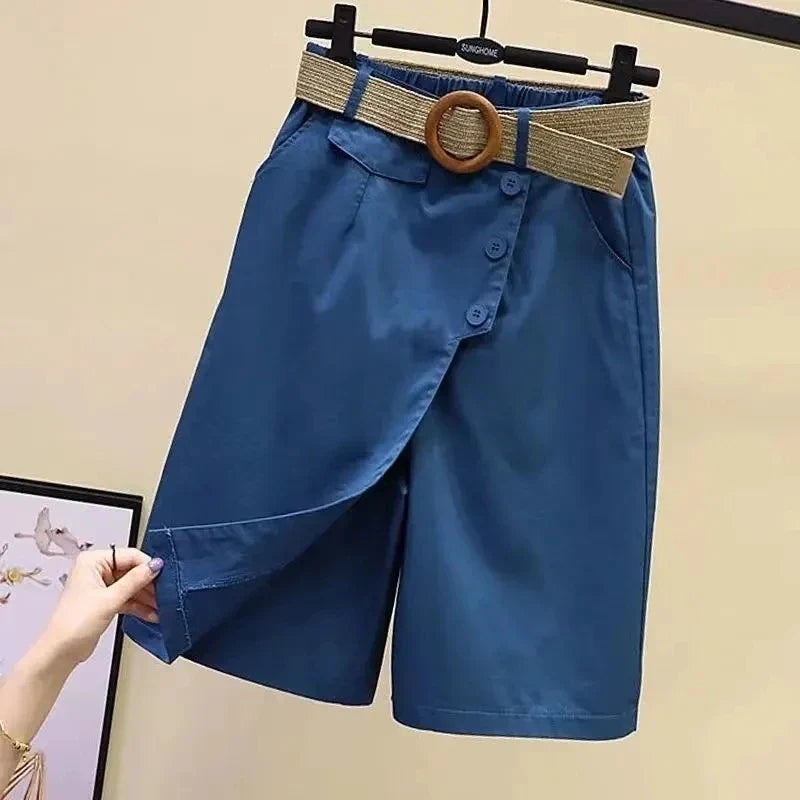 Wikkelrokshorts voor dames met riem en knopen