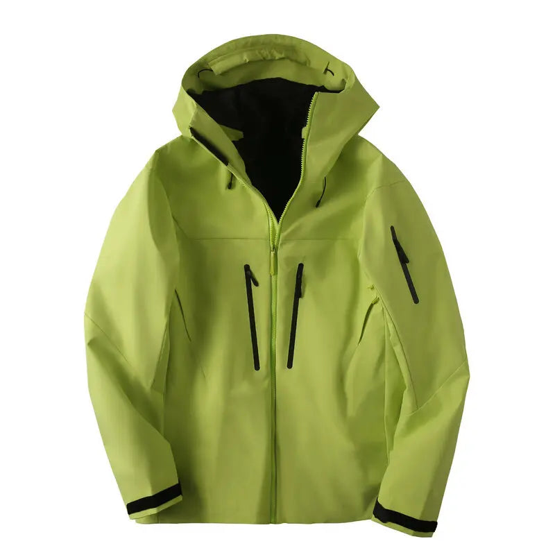 Unisex Outdoorjacke mit Kapuze – Funktionsjacke Wetterfest mit Reißverschlusstaschen