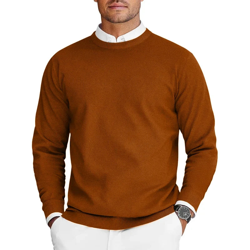 Heren pullover met ronde hals, lange mouwen, basic gebreide pullover