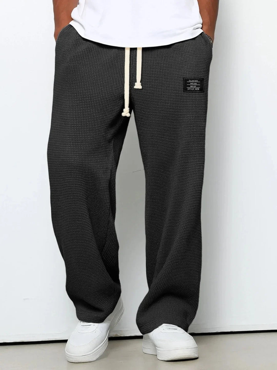 Unisex Waffel-Jogginghose mit Kordelzug und weitem Bein