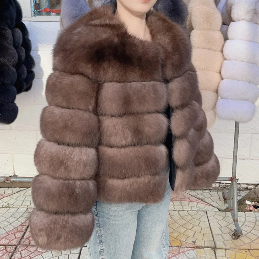 Damen Kurzjacke mit Kunstfell, Winterjacke mit gerippten Ärmeln, warmer Pelzmantel