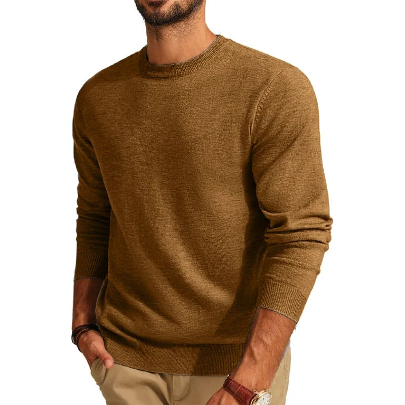 Heren pullover met ronde hals in wijnrood
