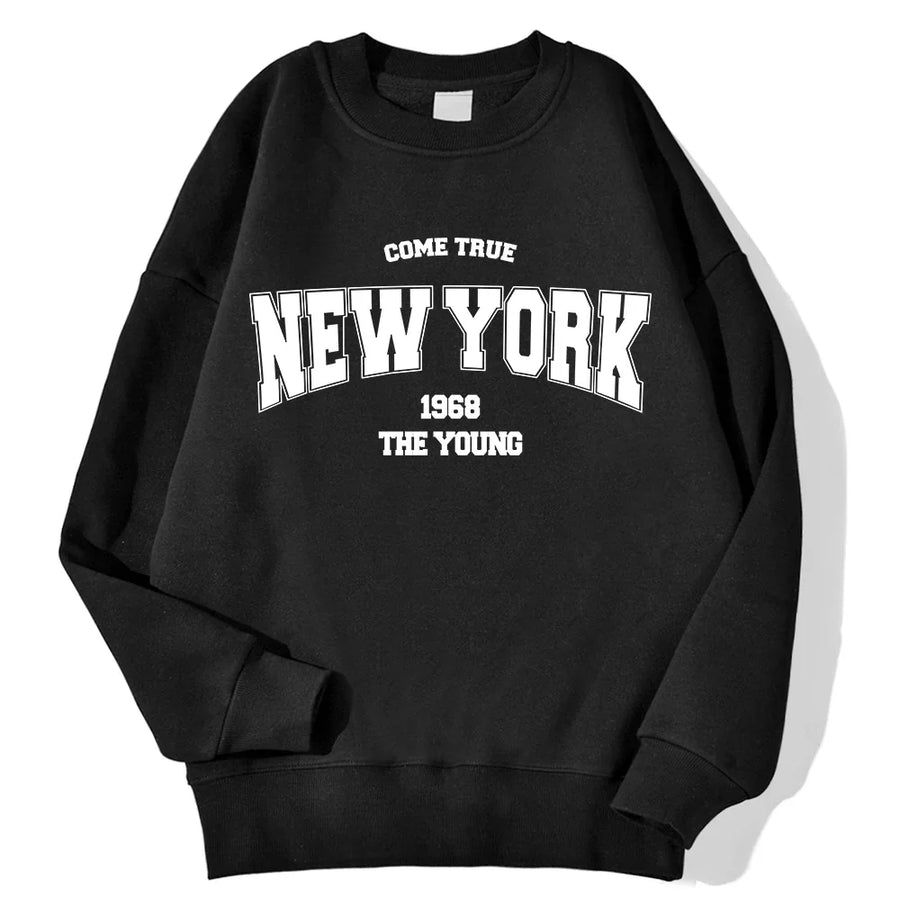 Unisex sweatshirt met lange mouwen, ronde hals en logo-opdruk, casual top