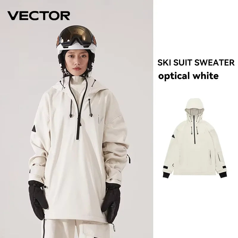 Ski Anorak Jacke mit Kapuze und Half-Zip, Beige