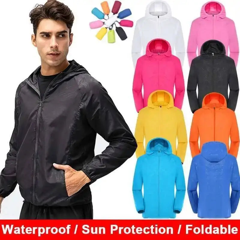 Unisex Leichte Kapuzenjacke Windbreaker mit Reißverschluss