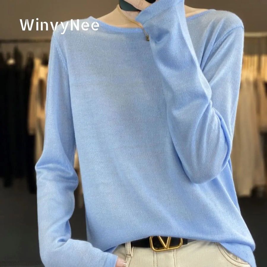 Dames shirt met lange mouwen, gebreide look en wijde halslijn