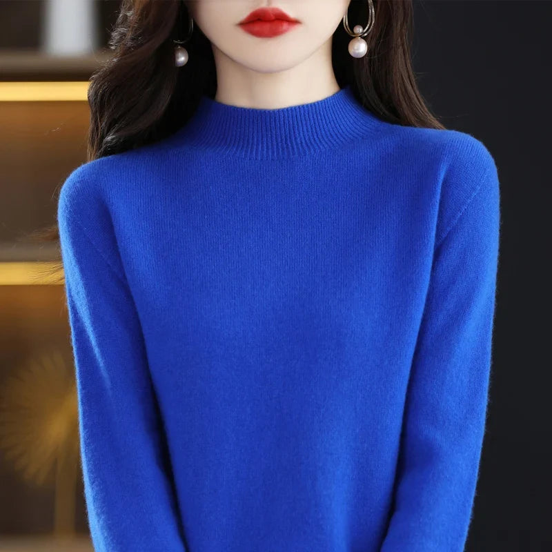 Damen Pullover mit Stehkragen Langarm