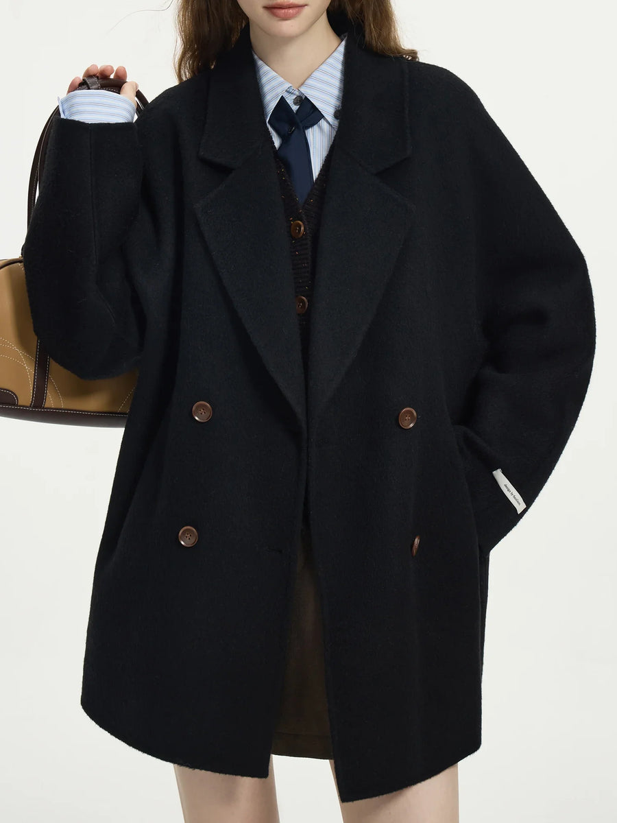 Damen Kurzmantel Kurzjacke Hellblau Zweireihig Mit Kragen