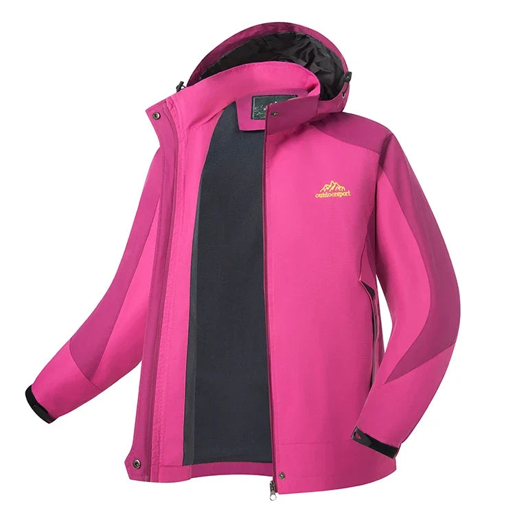Damen Outdoorjacke mit Kapuze Winddicht Wasserabweisend 3-in-1 System
