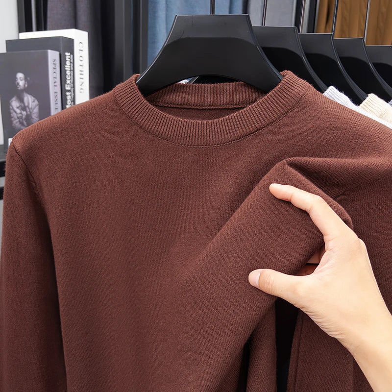 Unisex basic trui met ronde hals, lange mouwen en breisel