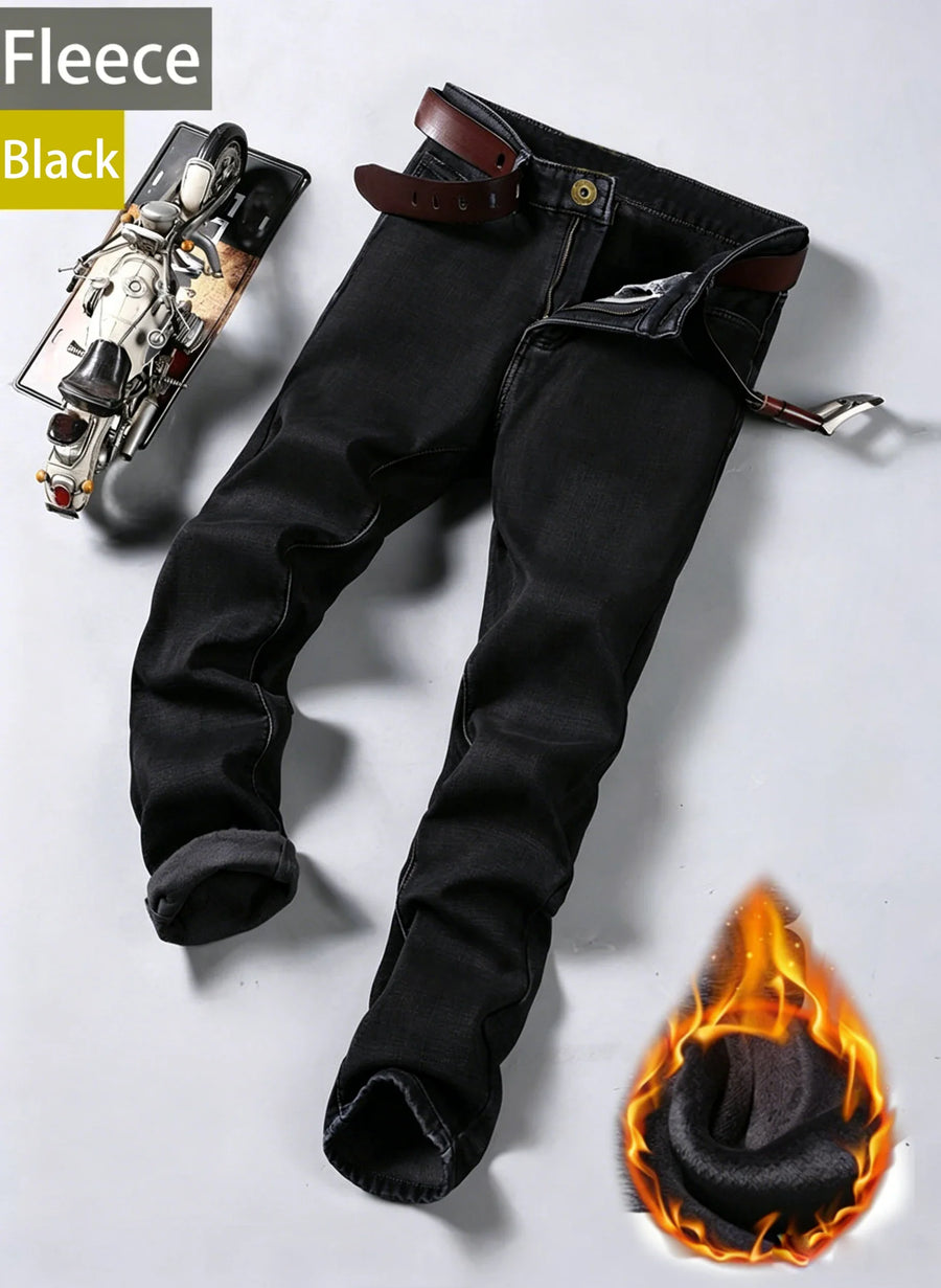 Herren Jeans Hose Regular Fit Blau Schwarz Gefüttert Ungefüttert