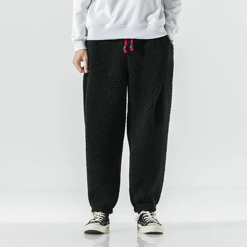 Unisex joggingbroek van teddyfleece, zachte broek met trekkoord voor heren & dames