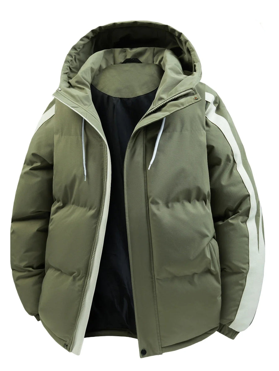 Unisex Winter Steppjacke mit Kapuze und Streifen