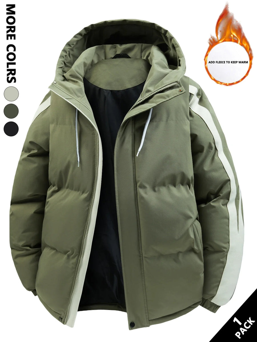 Unisex Winter Steppjacke mit Kapuze und Streifen