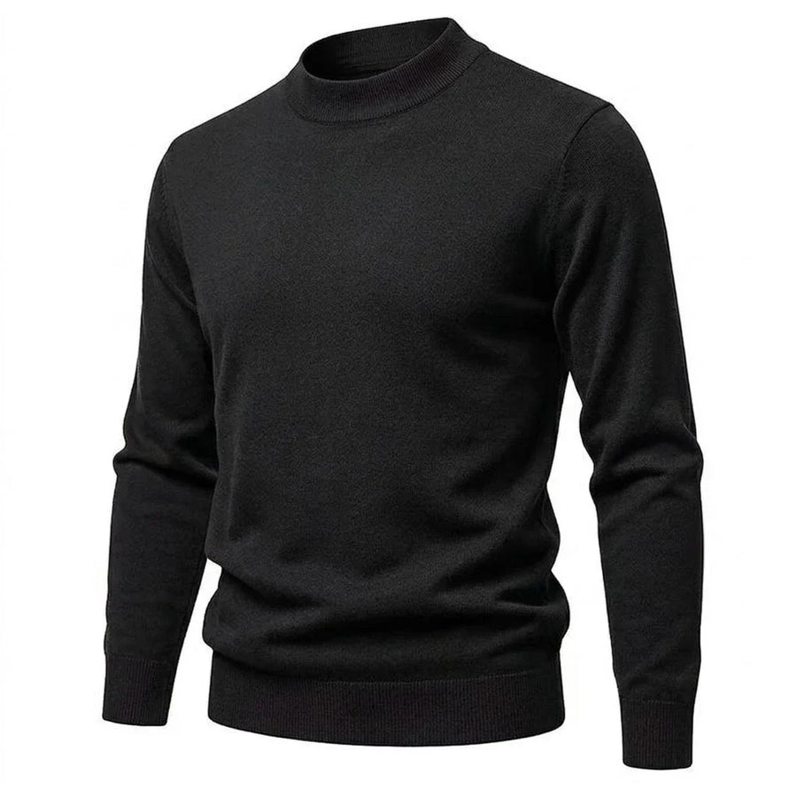 Heren trui met mock neck, geribde col en casual gebreid ontwerp
