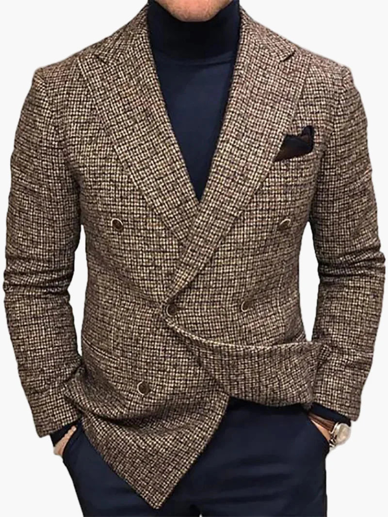 Herren Doppelreihiger Business-Blazer im modernen Slim-Fit-Stil – Elegantes Sakko für Büro und Freizeit