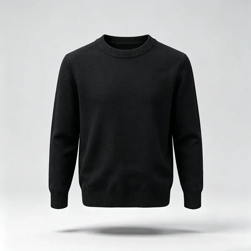 Unisex basic pullover met ronde hals, lange mouwen en gebreide look