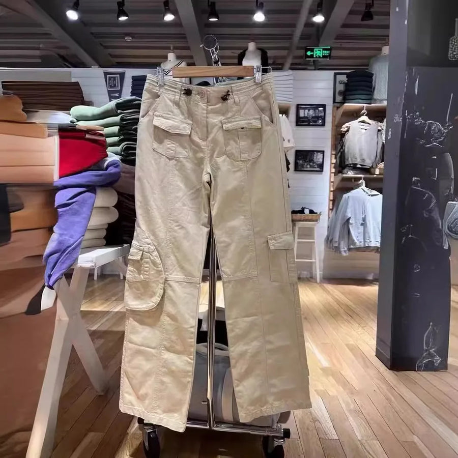 Loose Fit Cargo Hose für Damen mit geradem Bein und Pattentaschen