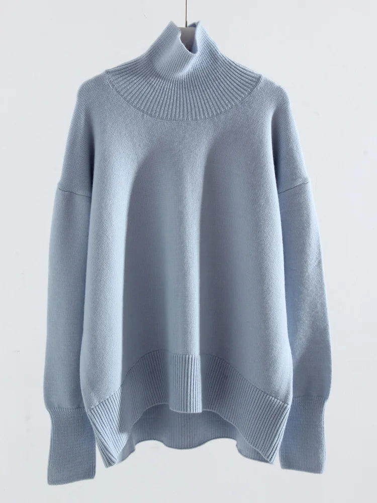 Dames oversized coltrui van grof breisel met geribde boorden