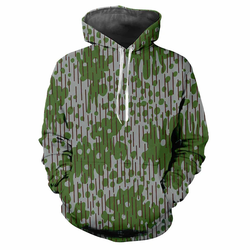 Hoodie met capuchon, camouflagepatroon, kangoeroezak, unisex