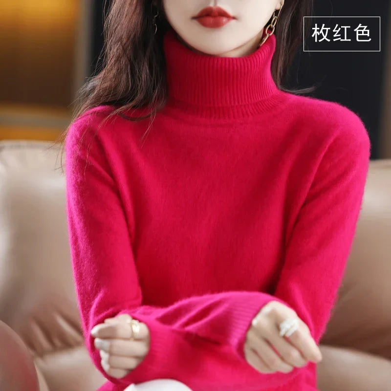 Damen Rollkragenpullover Langarm Strickpullover Weiches Material