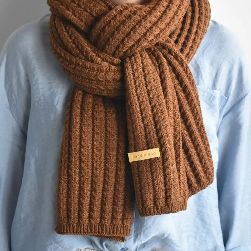 Unisex Winter Schal Gerippt Strick Schal mit „Handmade“ Etikett in verschiedenen Farben