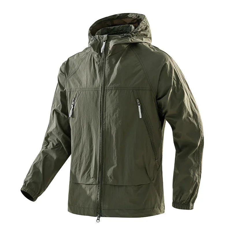 Leichte Kapuzenjacke Unisex Windbreaker mit Reißverschlüssen