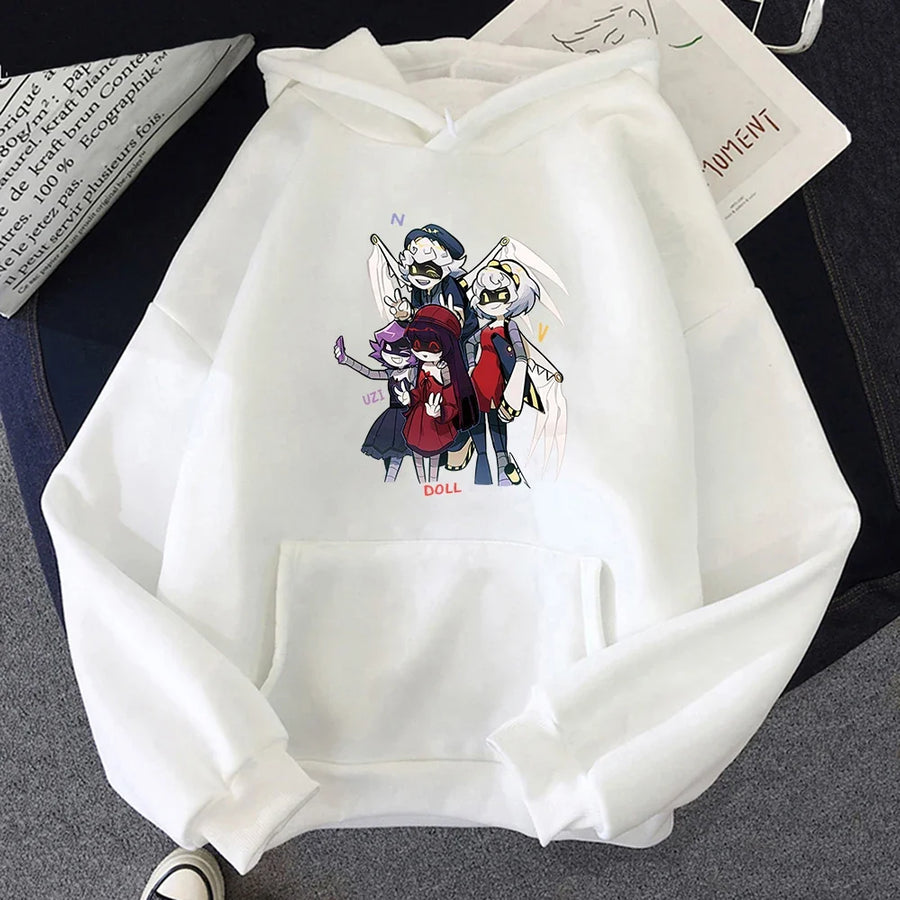 Unisexhoodie met kangoeroezak en anime-opdruk