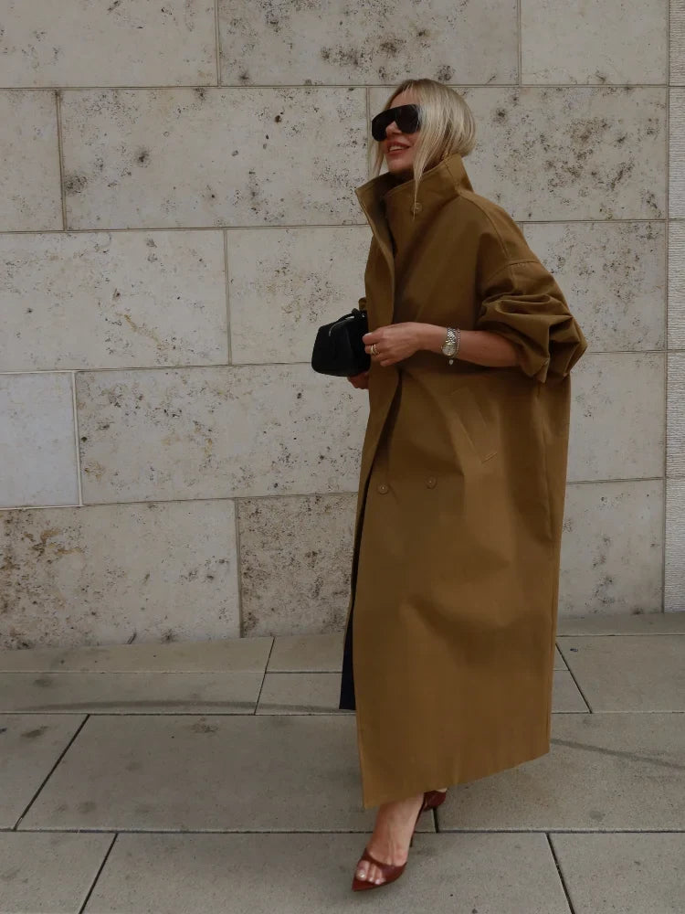 Trenchcoat Damen Oversize Lässig Kurz oder Lang mit Bindegürtel und breitem Kragen