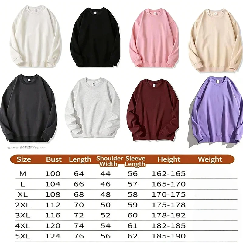 Uniseks basic sweatshirt met ronde hals en lange mouwen, eenvoudig