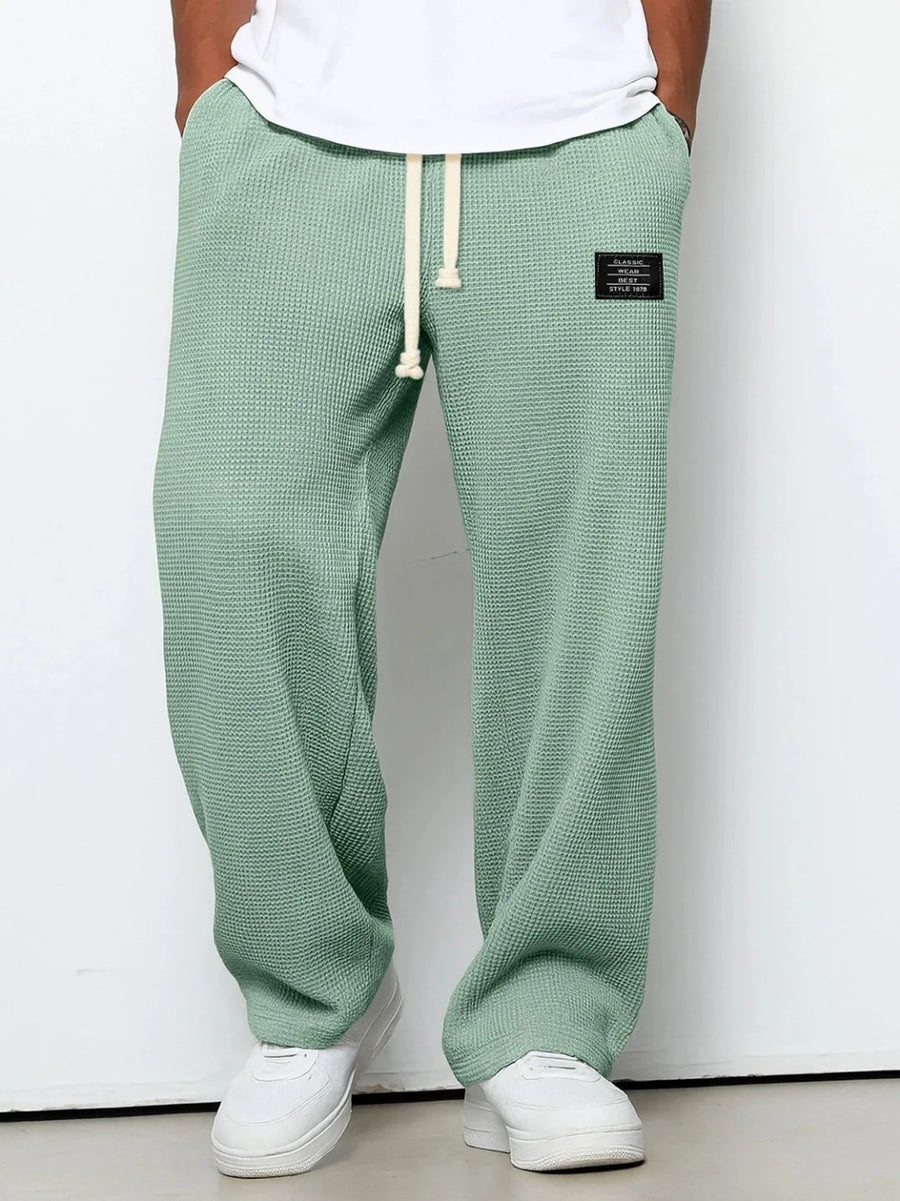 Unisex Waffel-Jogginghose mit Kordelzug und weitem Bein