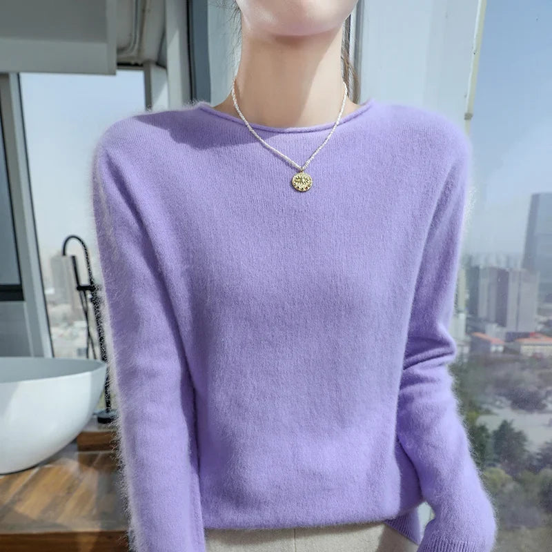 Damen Pullover Rundhals Langarm Weiches Material