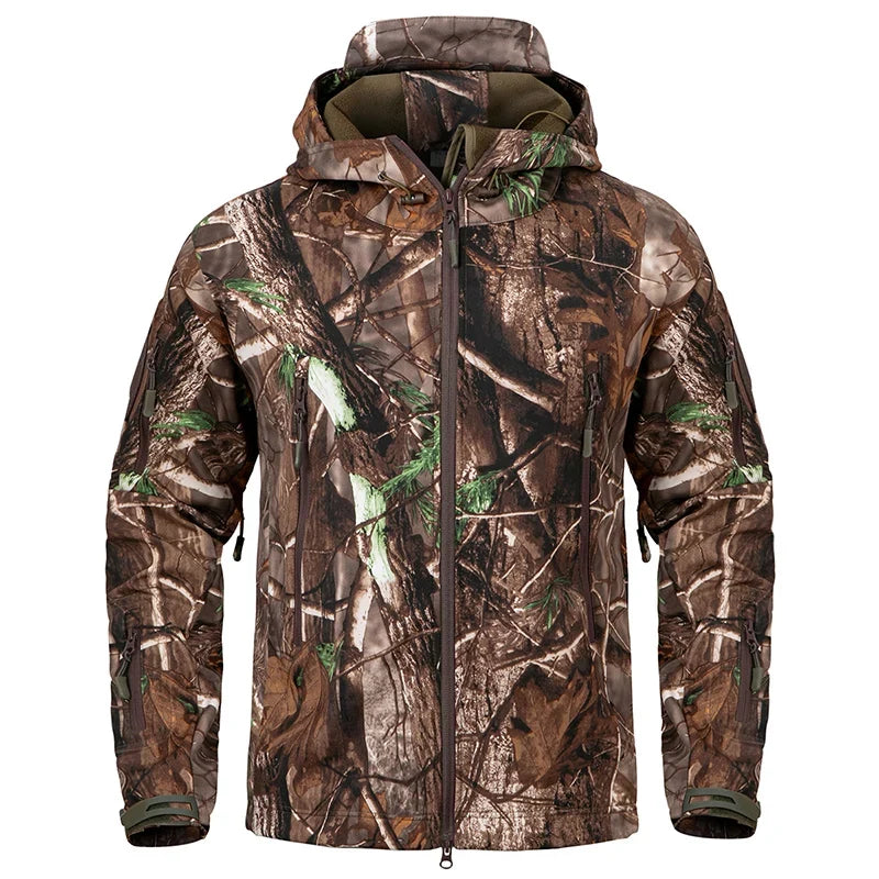 Herren Tarnmuster Outdoor Jacke mit Kapuze und Reißverschluss