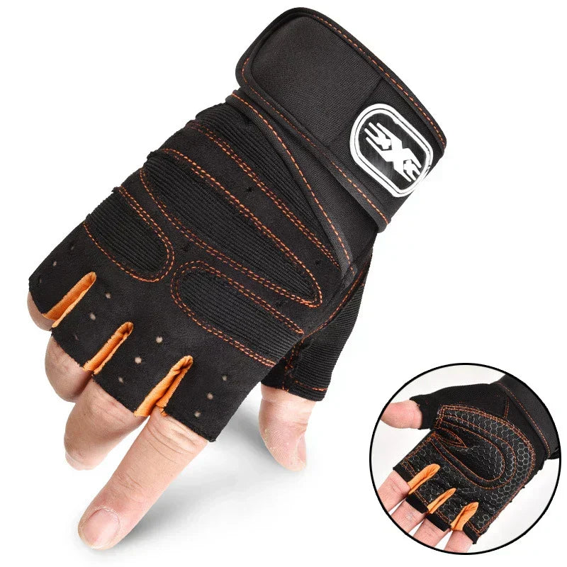 Unisex Fitnesshandschuhe Schwarz Kurzfinger Gewichtheben Training rutschfest mit Handgelenkstütze