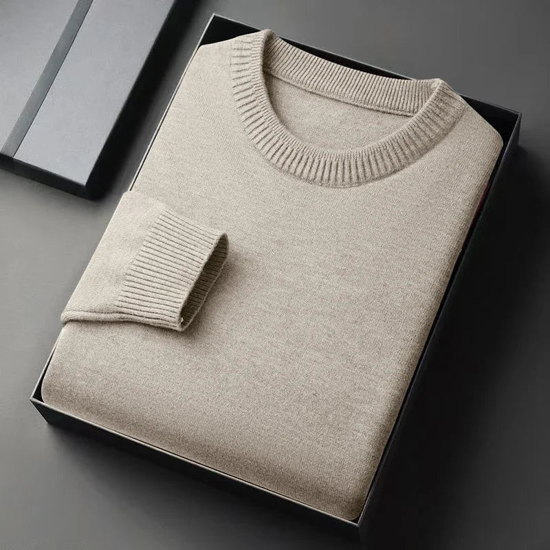Unisex gebreide pullover met ronde hals en geribde boorden