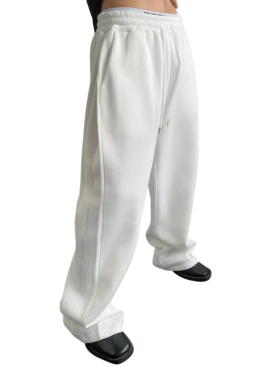 Zwarte unisex joggingbroek met wijde pijpen en trekkoord