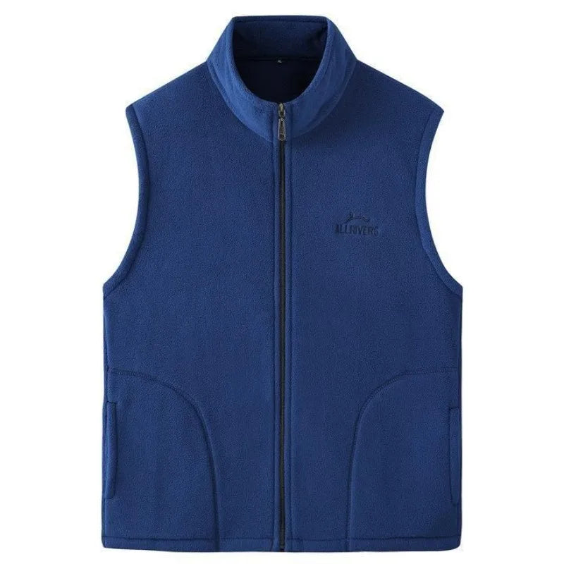 Fleece Weste mit Reißverschluss Stehkragen und Taschen Herren