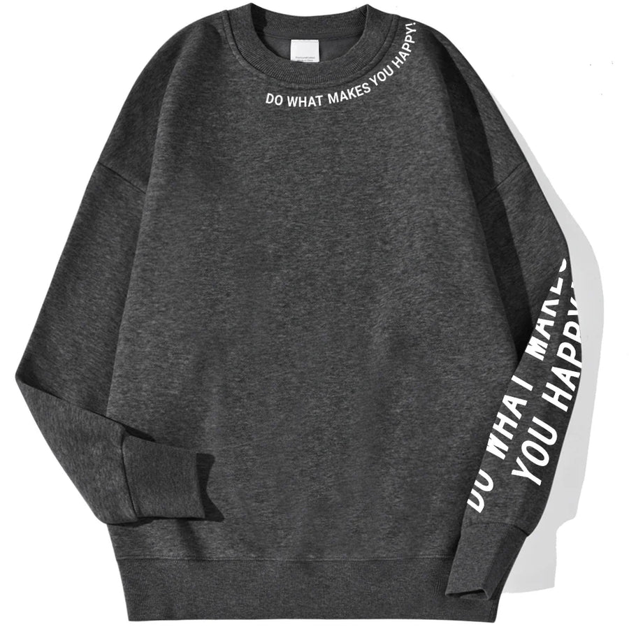 Damen Sweatshirt mit Spruch Print – Rundhals Langarm Oversized Pullover