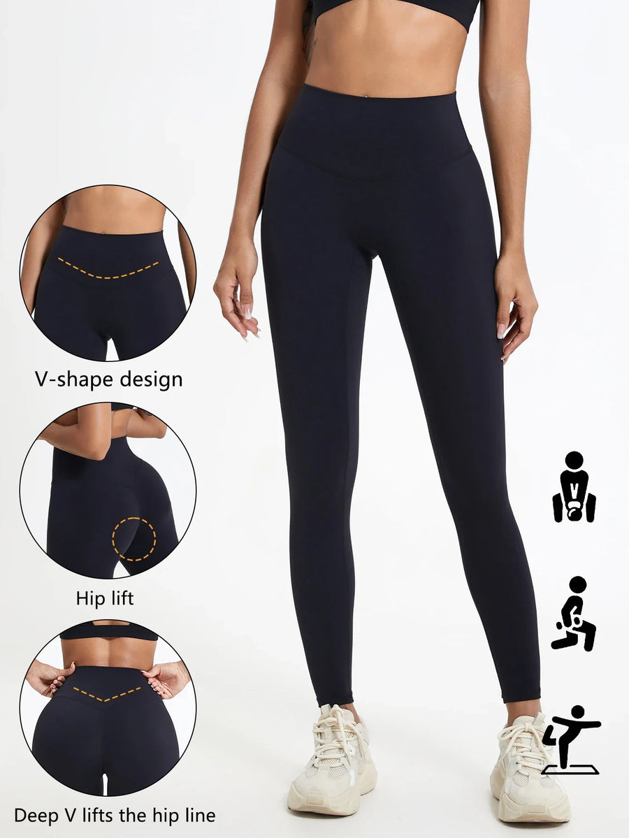 Sportlegging voor dames met hoge taille, V-design en liftend effect voor de billen