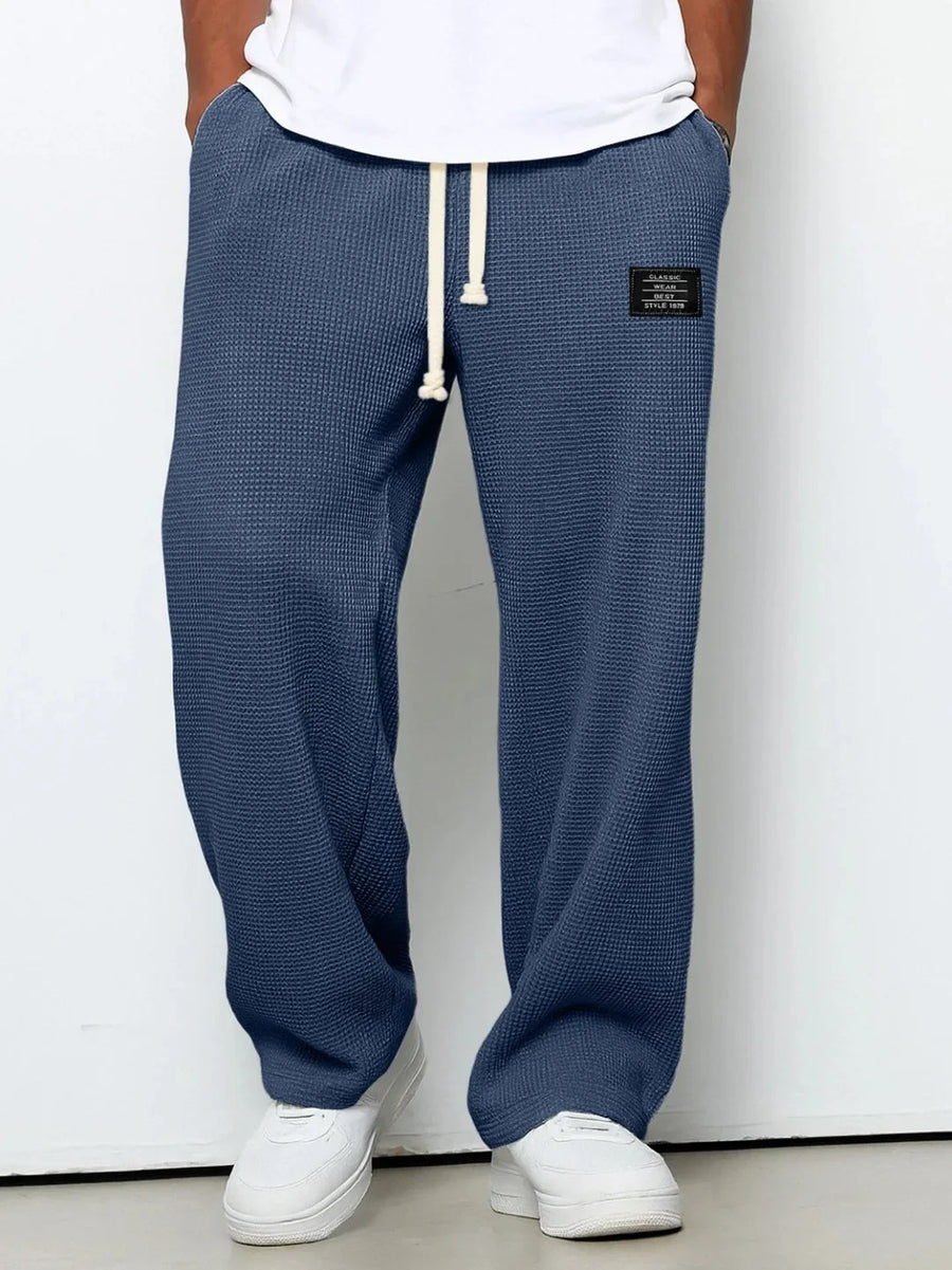 Unisex Waffel-Jogginghose mit Kordelzug und weitem Bein