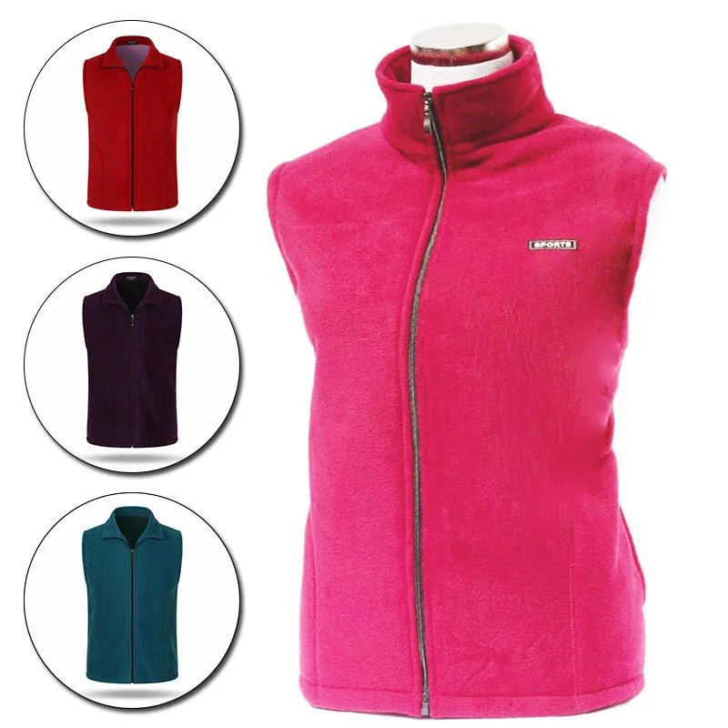 Fleecevest voor dames met rits, opstaande kraag, outdoor