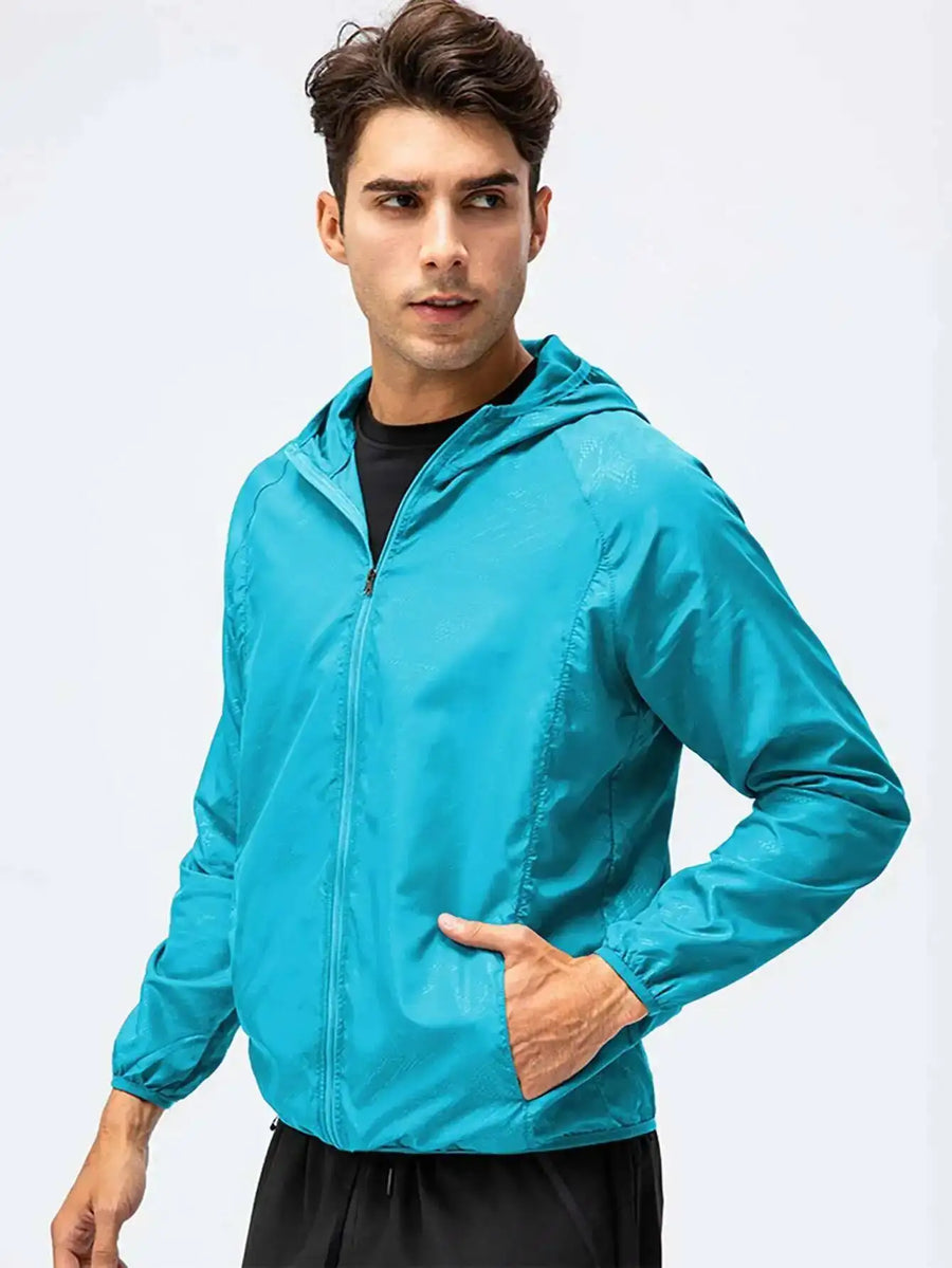 Unisex Leichte Kapuzenjacke Windbreaker mit Reißverschluss