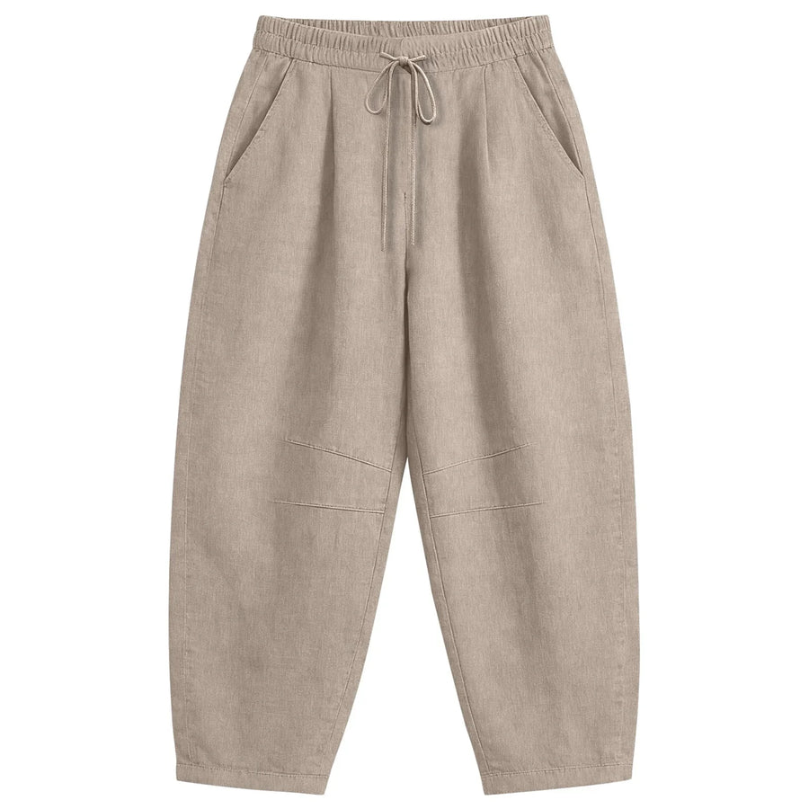 Vrijetijdsbroek voor dames met wijde pijpen, trekkoord en zakken