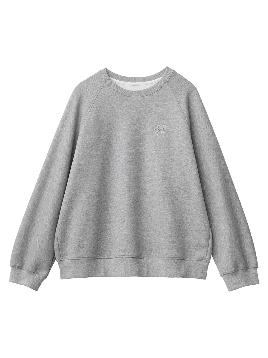 Dames sweatshirt met ronde hals en lange mouwen, met turquoise borduursel