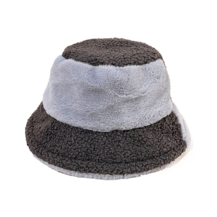 Tweekleurige bucket hat van imitatiebont, zacht gevoerd