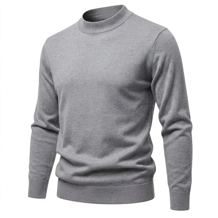Heren trui met mock neck, geribde col en casual gebreid ontwerp