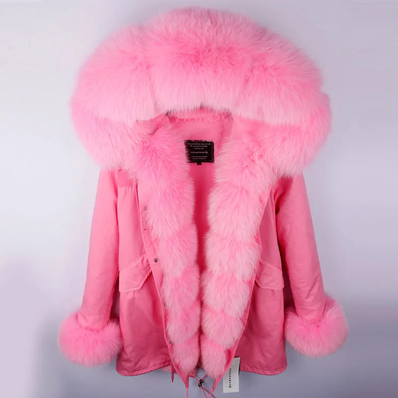 Damen Winterparka mit Kapuze und Plüschfutter, Lange Winterjacke